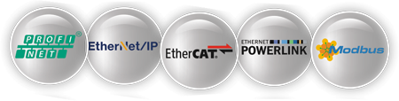 PROFINET, EtherNet/IP, Modbus TCP, EtherCAT, Powerlink